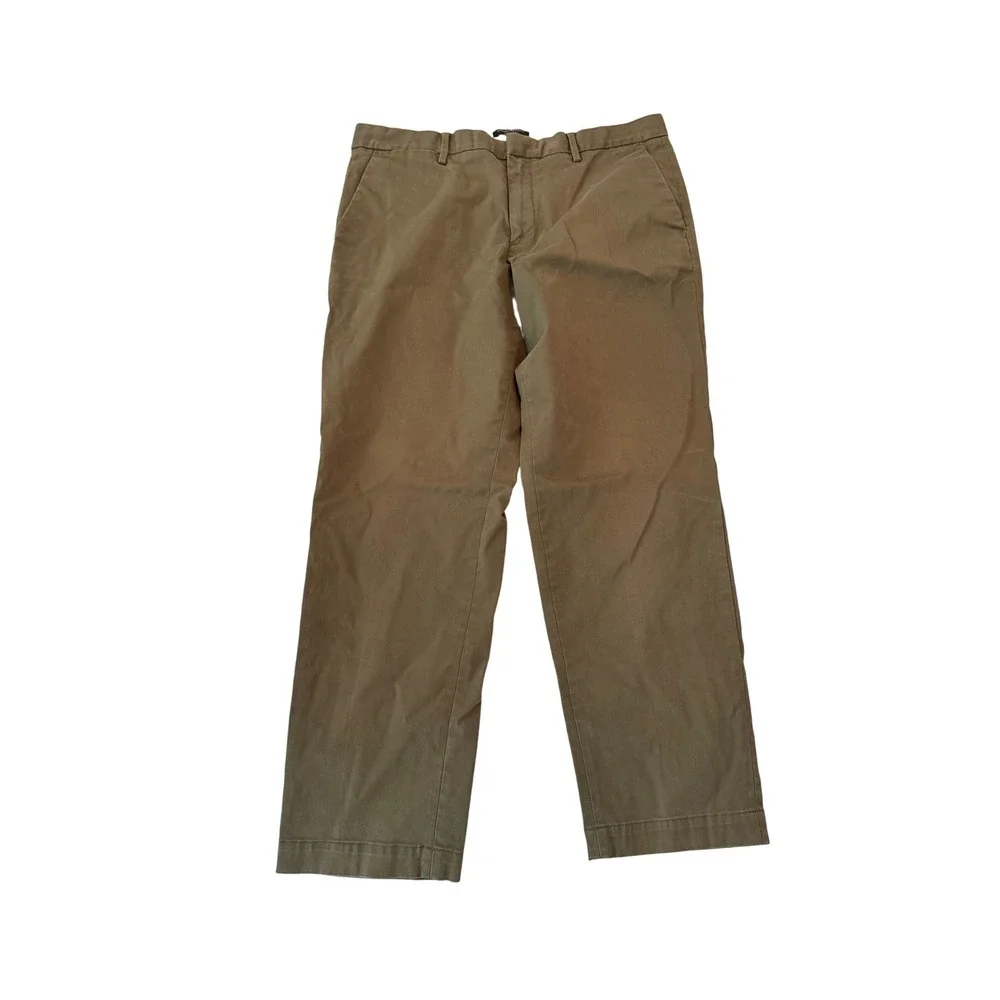 Banana Republic Mens Tapered Fit Chinos Olive Green Stretch Stain Resistant36x30